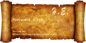 Hatvani Elek névjegykártya