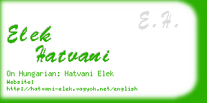 elek hatvani business card